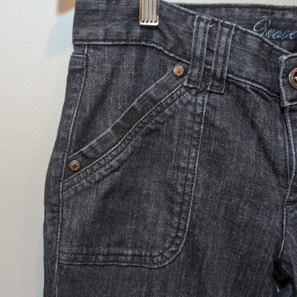 Tommy Hilfiger Low Rise Bootcut Jeans Flap Patch Pocket Striated Dark Wash Denim - Picture 4 of 11